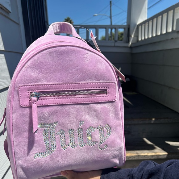 NWT Juicy Couture Velour Big Spender Pink Fondant Backpack - Picture 1 of 14